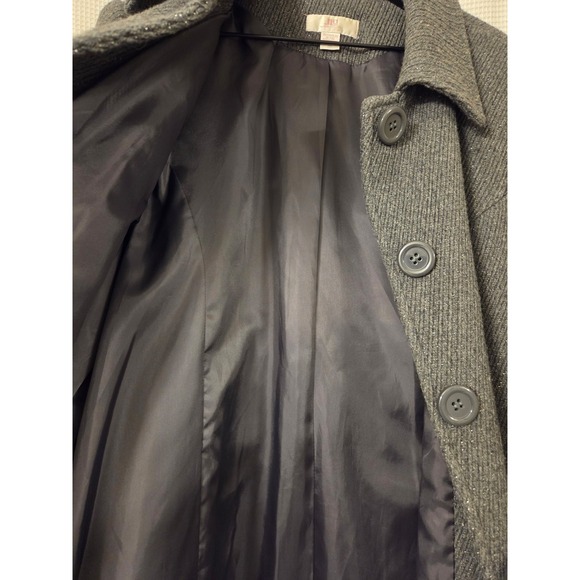 JLO Jennifer Lopez Womens Coat 3X Gray Button Front Dressy Warm Wool Blend - Picture 1 of 6